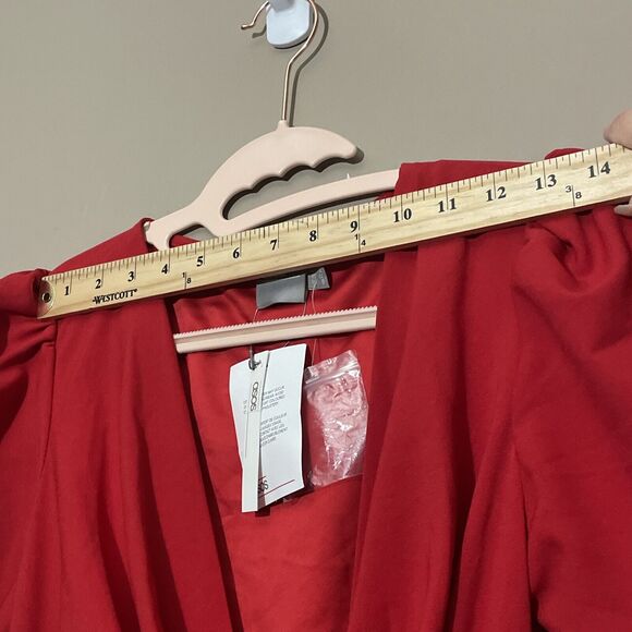 ASOS Red Button Through Wrap Top V Neck Short Sleeve Maxi Tea Dress NWT Size 0 - Picture 11 of 14